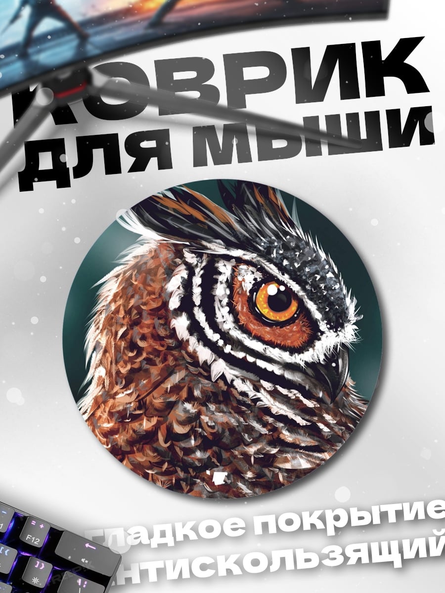 Коврик круглый Портрет совы