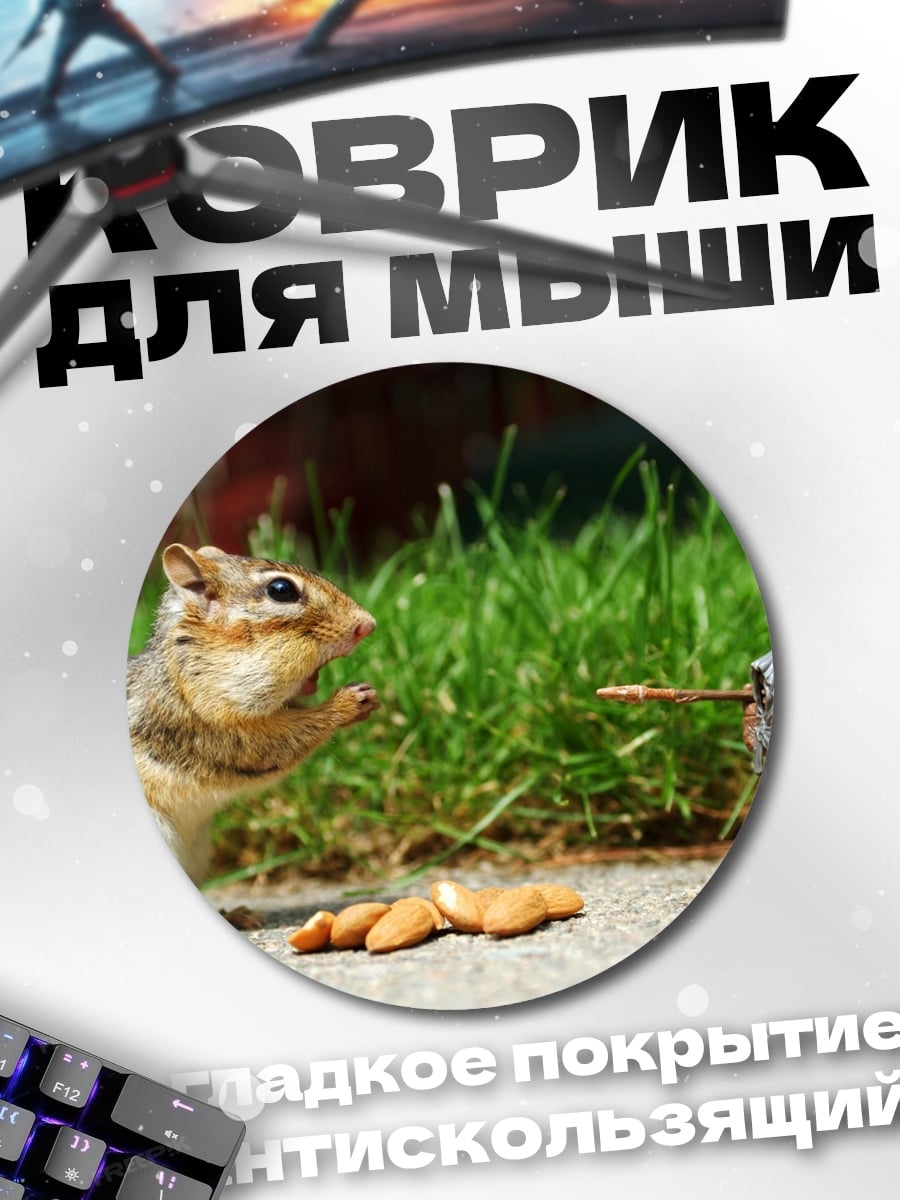 Коврик круглый бурундук и гном