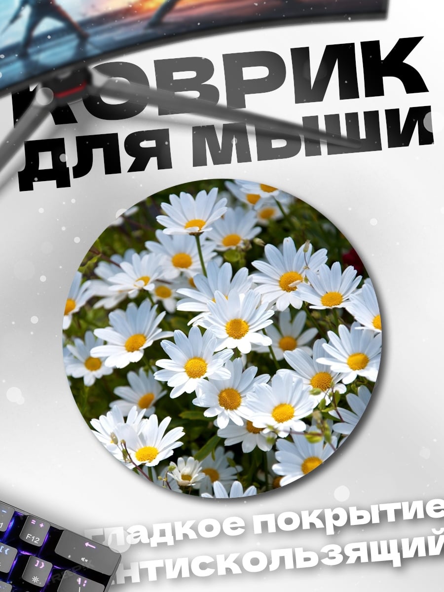 Коврик круглый Поле белых ромашек