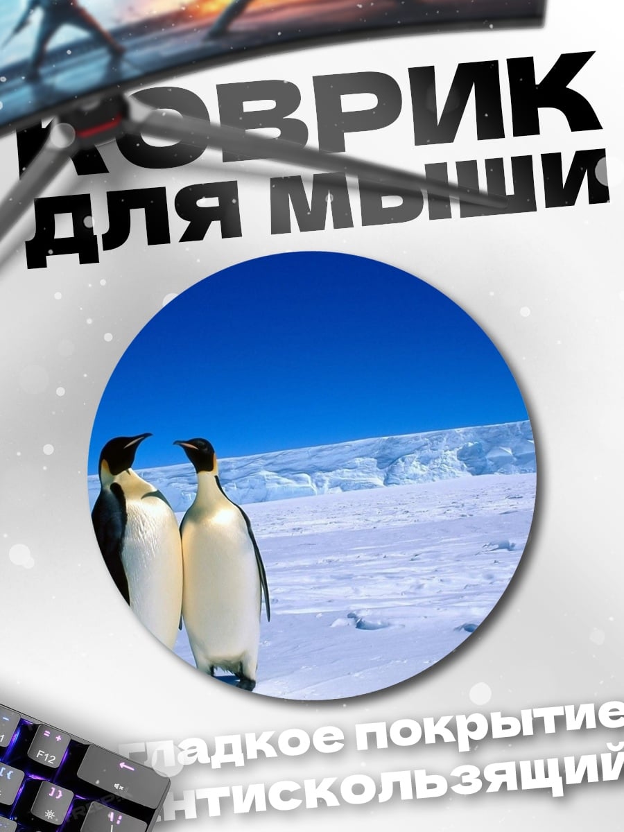 Коврик круглый Два пингвина