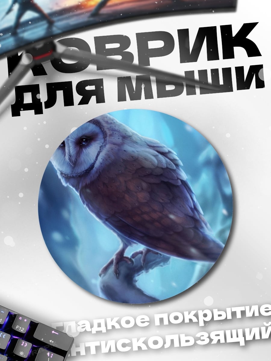 Коврик круглый Сипуха на ветке