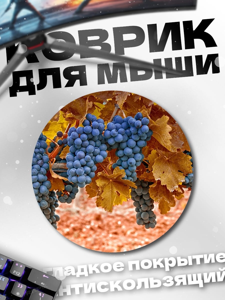 Коврик круглый Гроздья винограда на ветке