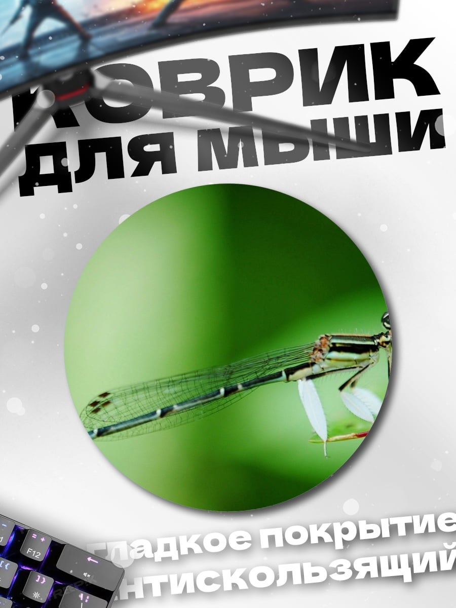 Коврик круглый Стрекоза на листе