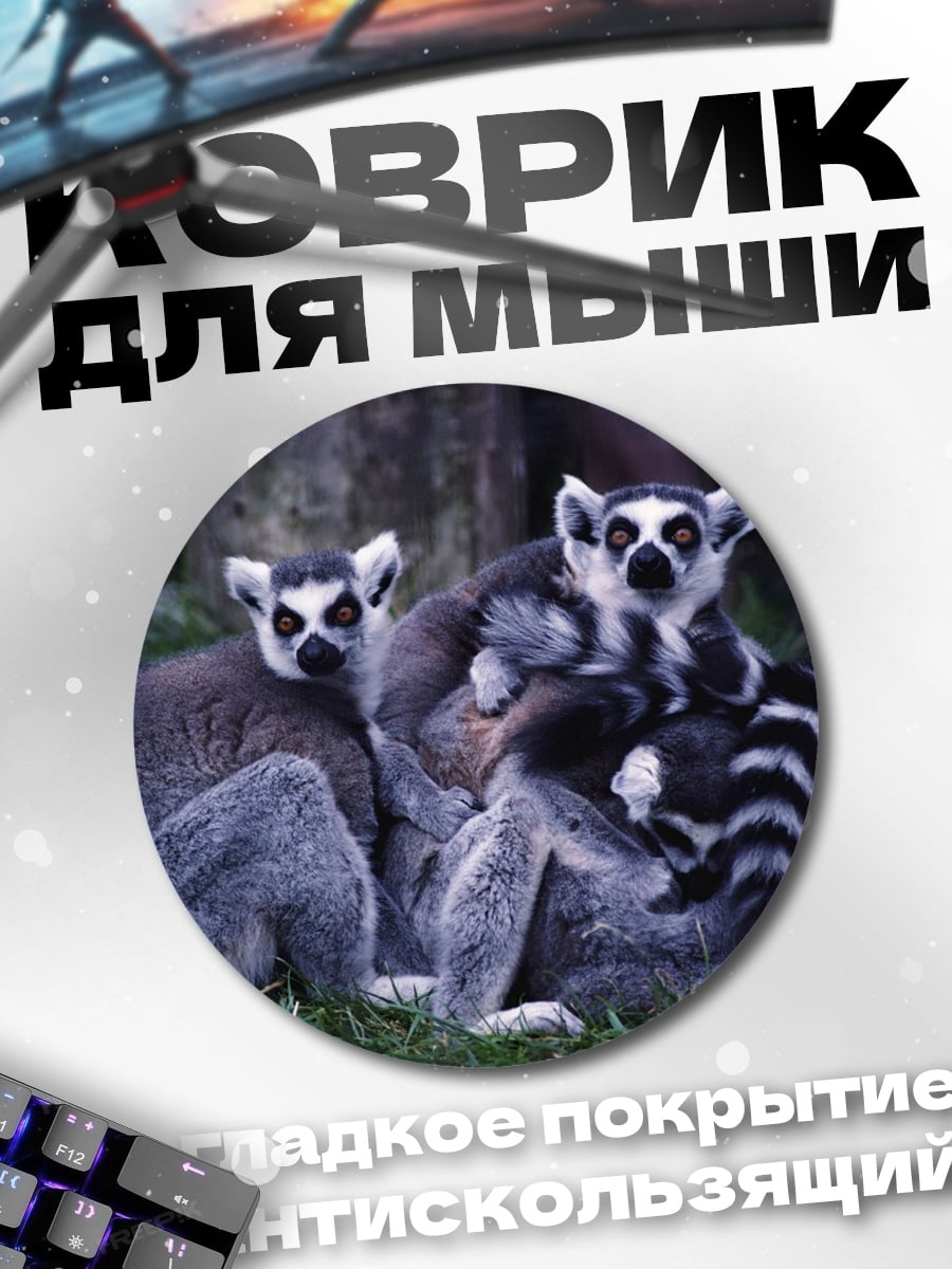 Коврик круглый Семейство лемуров