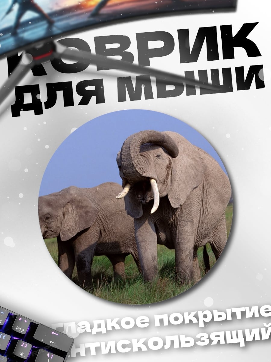 Коврик круглый Два слона