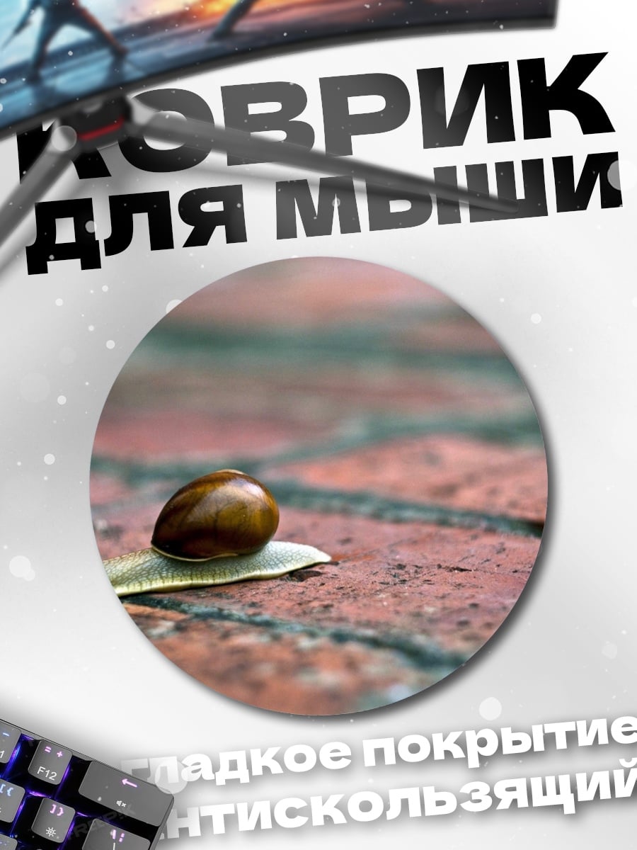 Коврик круглый улитка на кирпичах