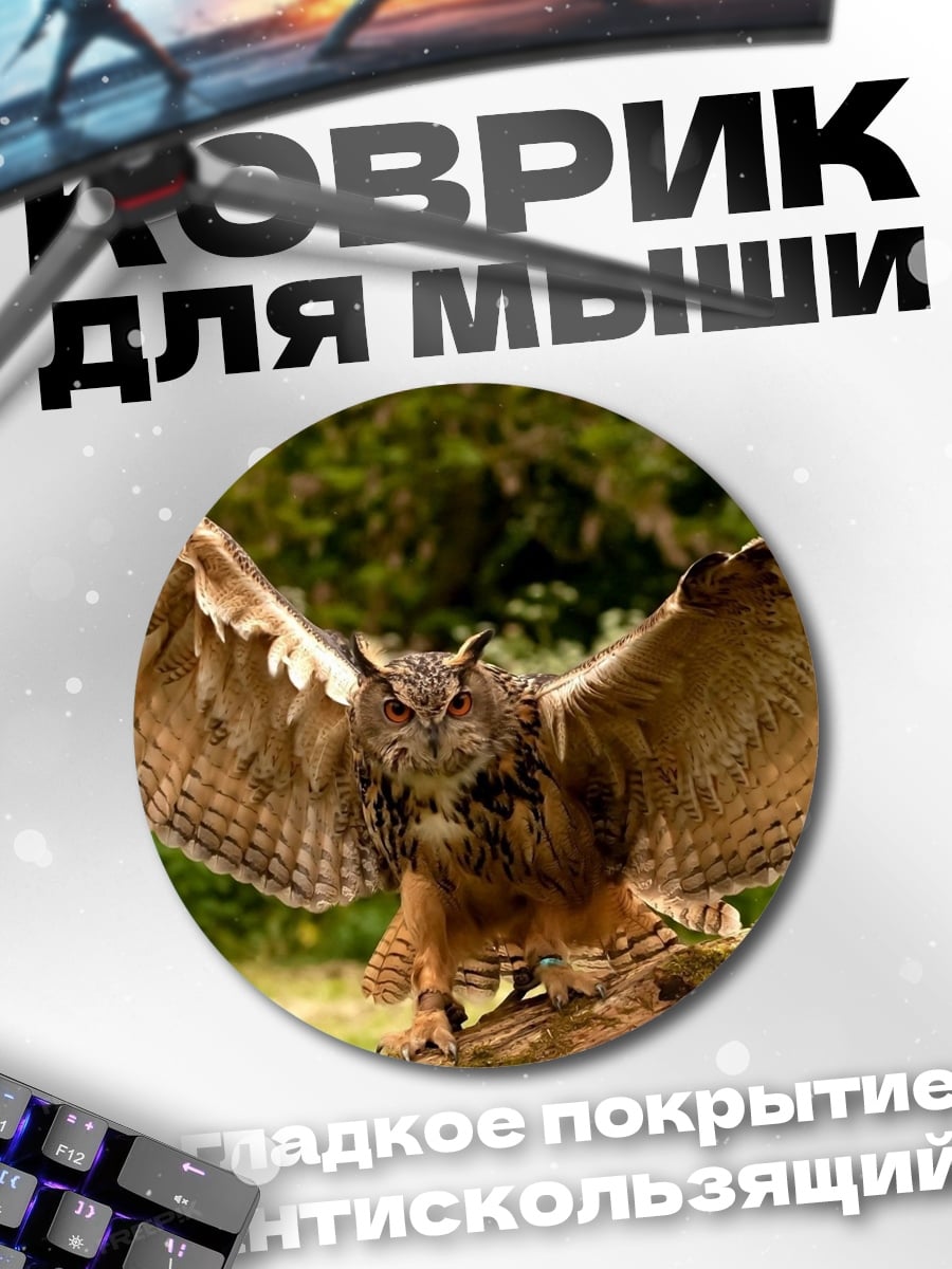 Коврик круглый Филин расправил крылья