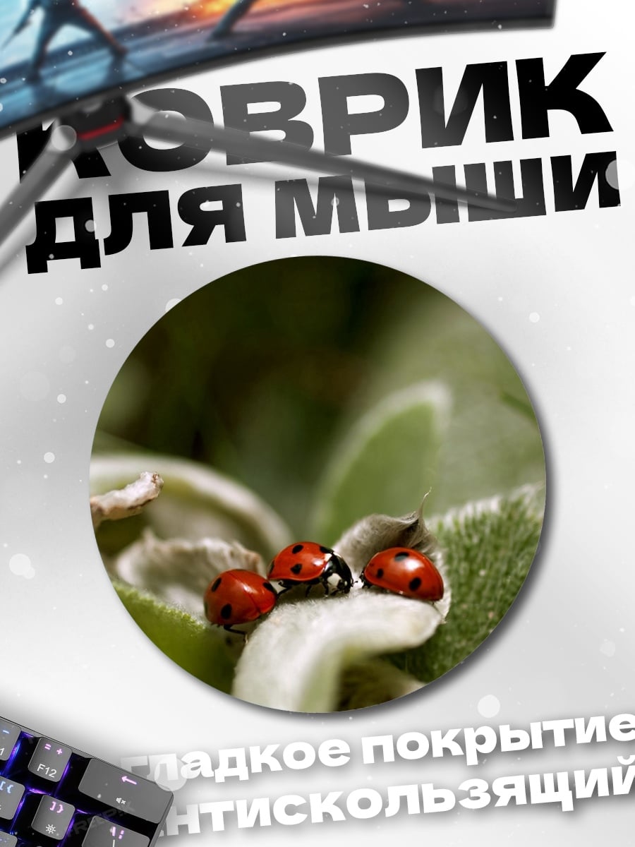 Коврик круглый Три божьих коровки