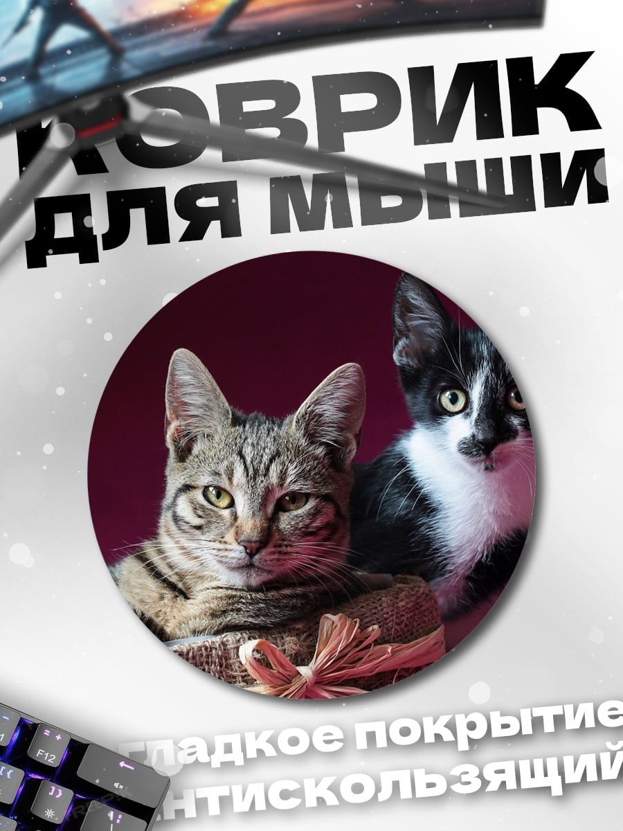 Коврик круглый Два котенка