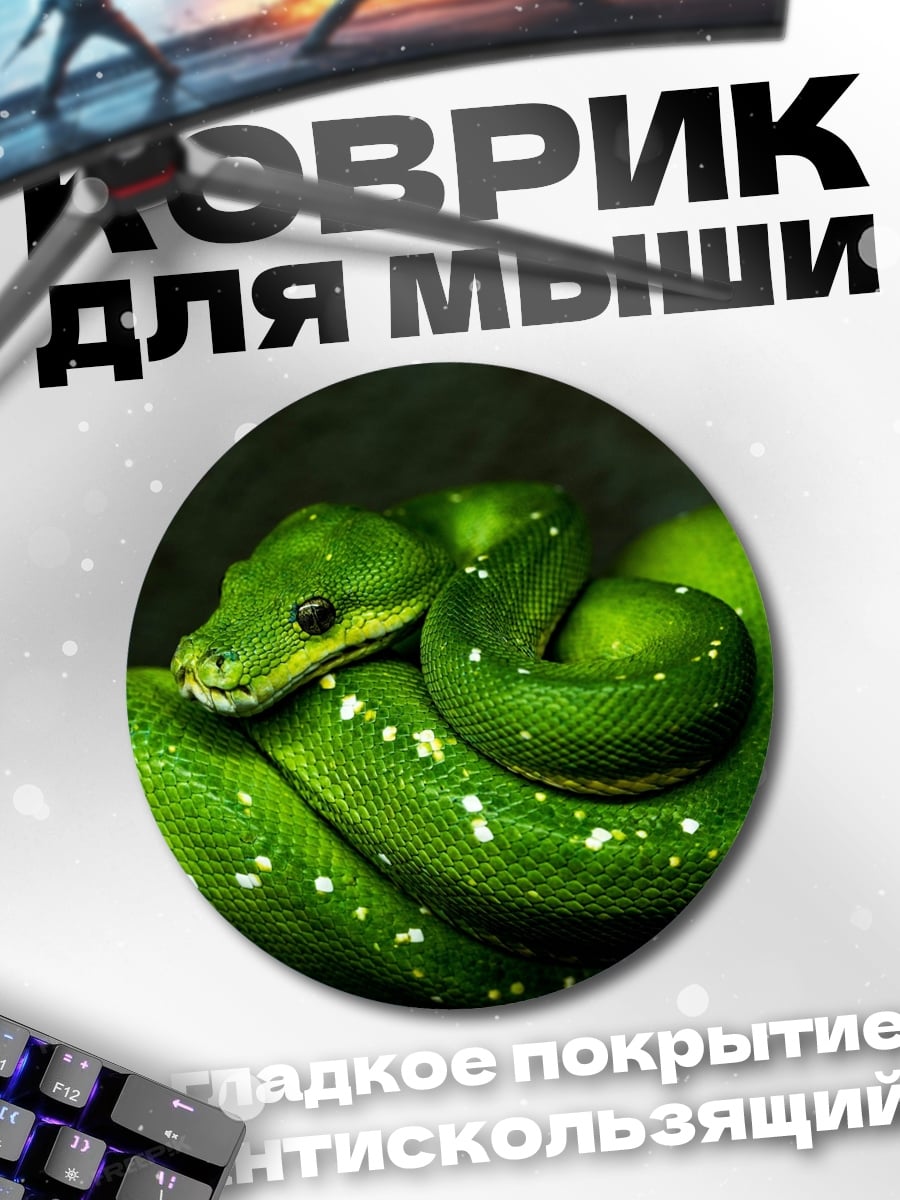 Коврик круглый зеленая змея