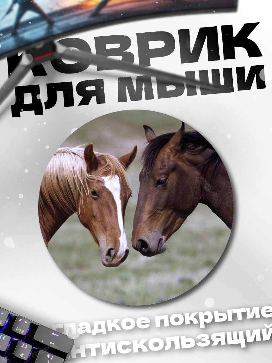 Коврик круглый два коня