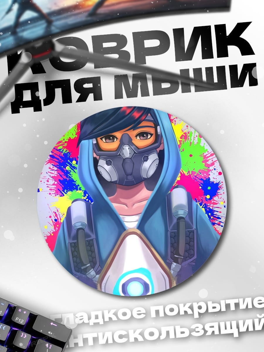 Коврик круглый Девушка в респираторе