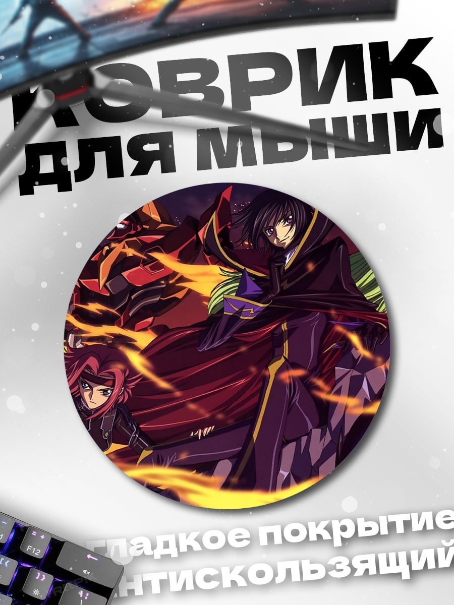 Коврик круглый Аниме герои в огне