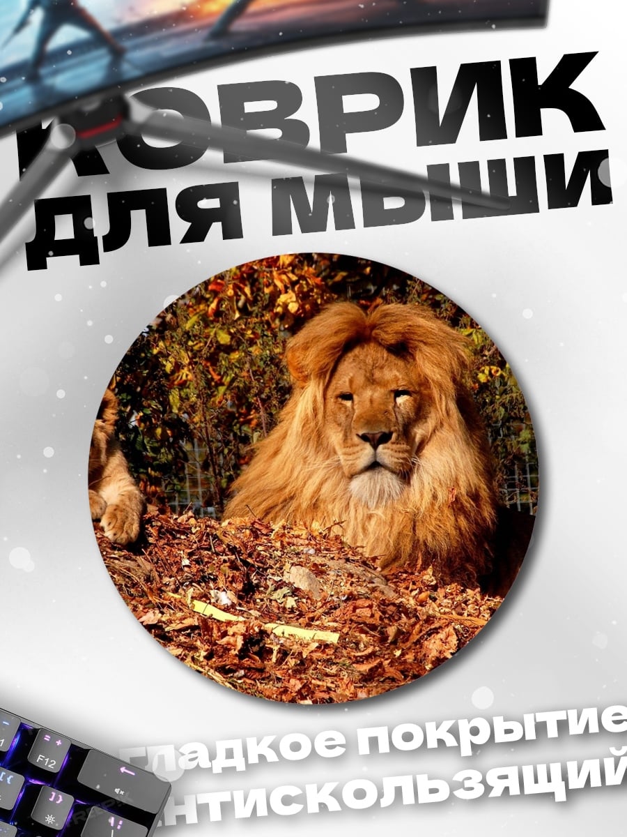 Коврик круглый Лев с львенком