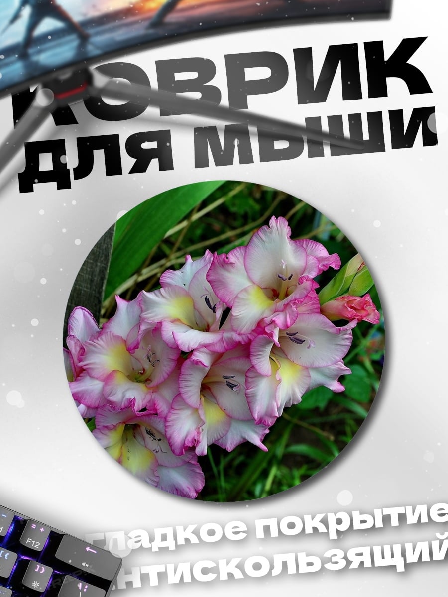 Коврик круглый Розовые гладиолусы