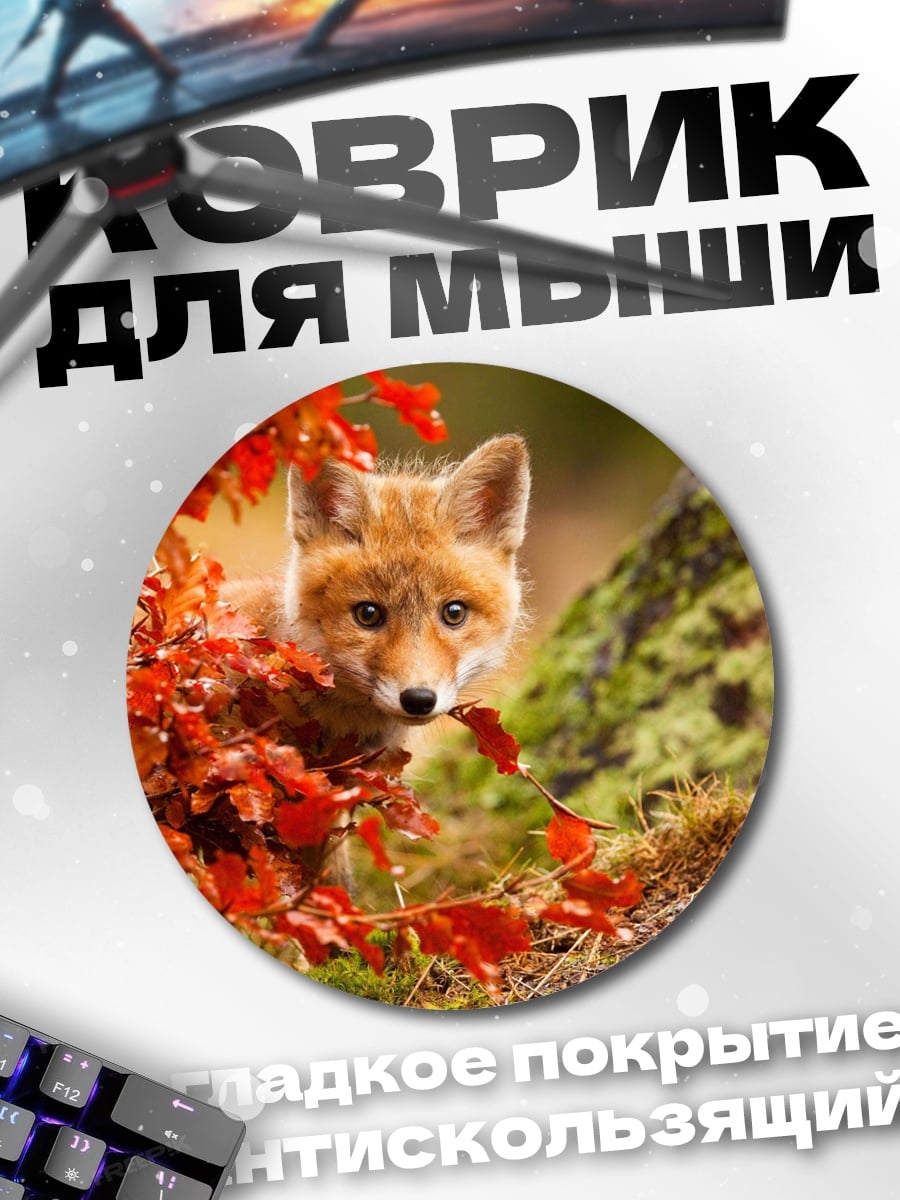 Коврик круглый Рыжий лис осенью