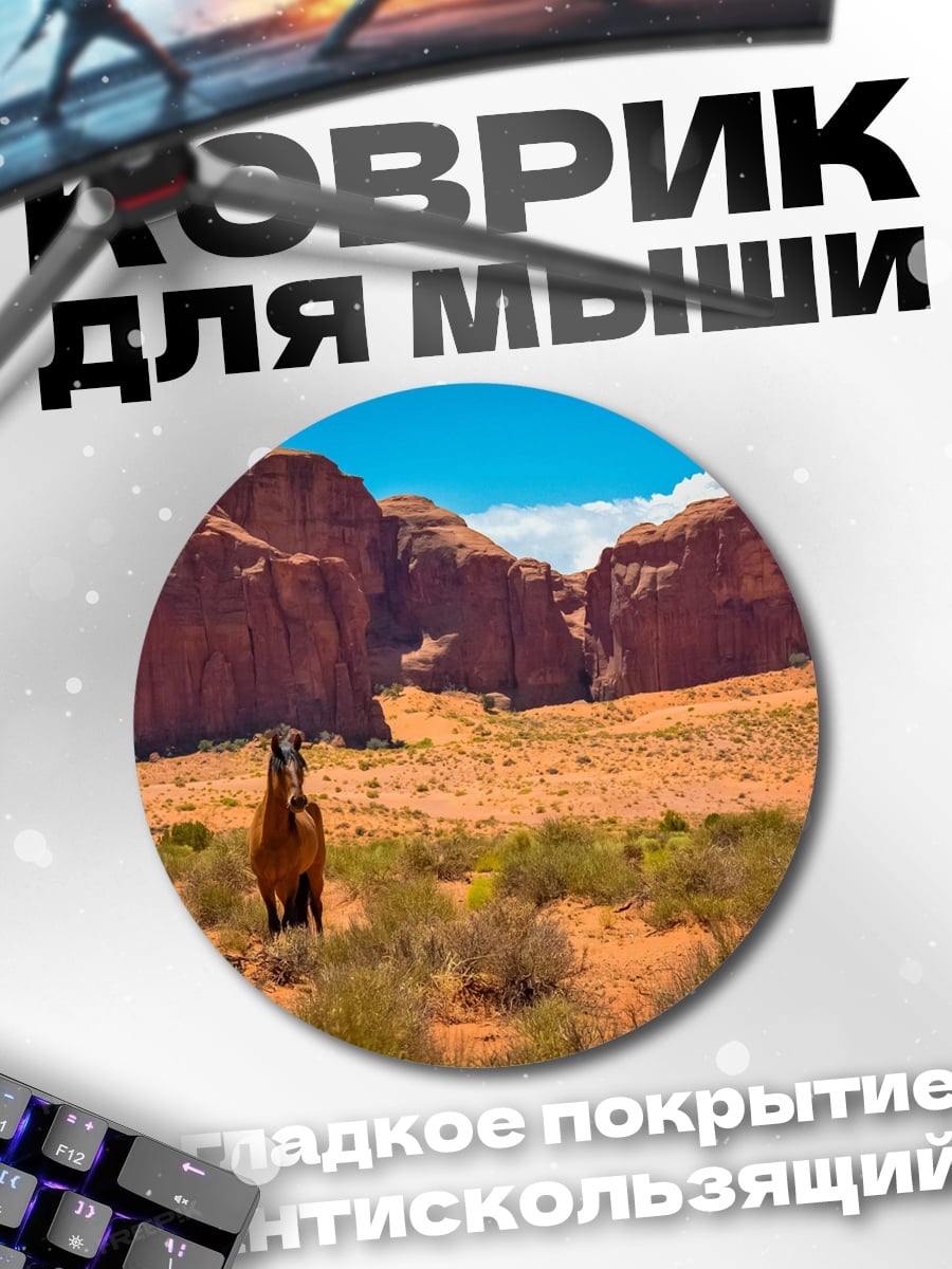 Коврик круглый Дикий конь