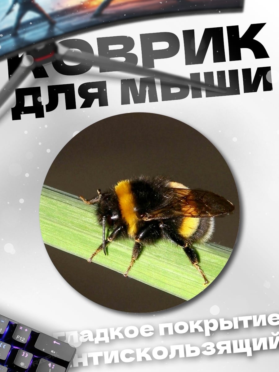 Коврик круглый Шмель на травинке