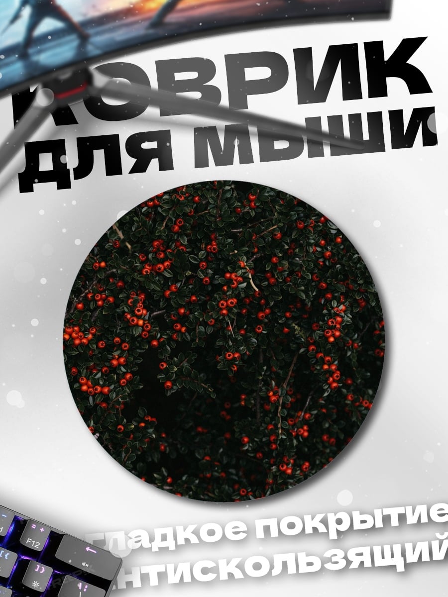 Коврик круглый Красные ягоды на кусте