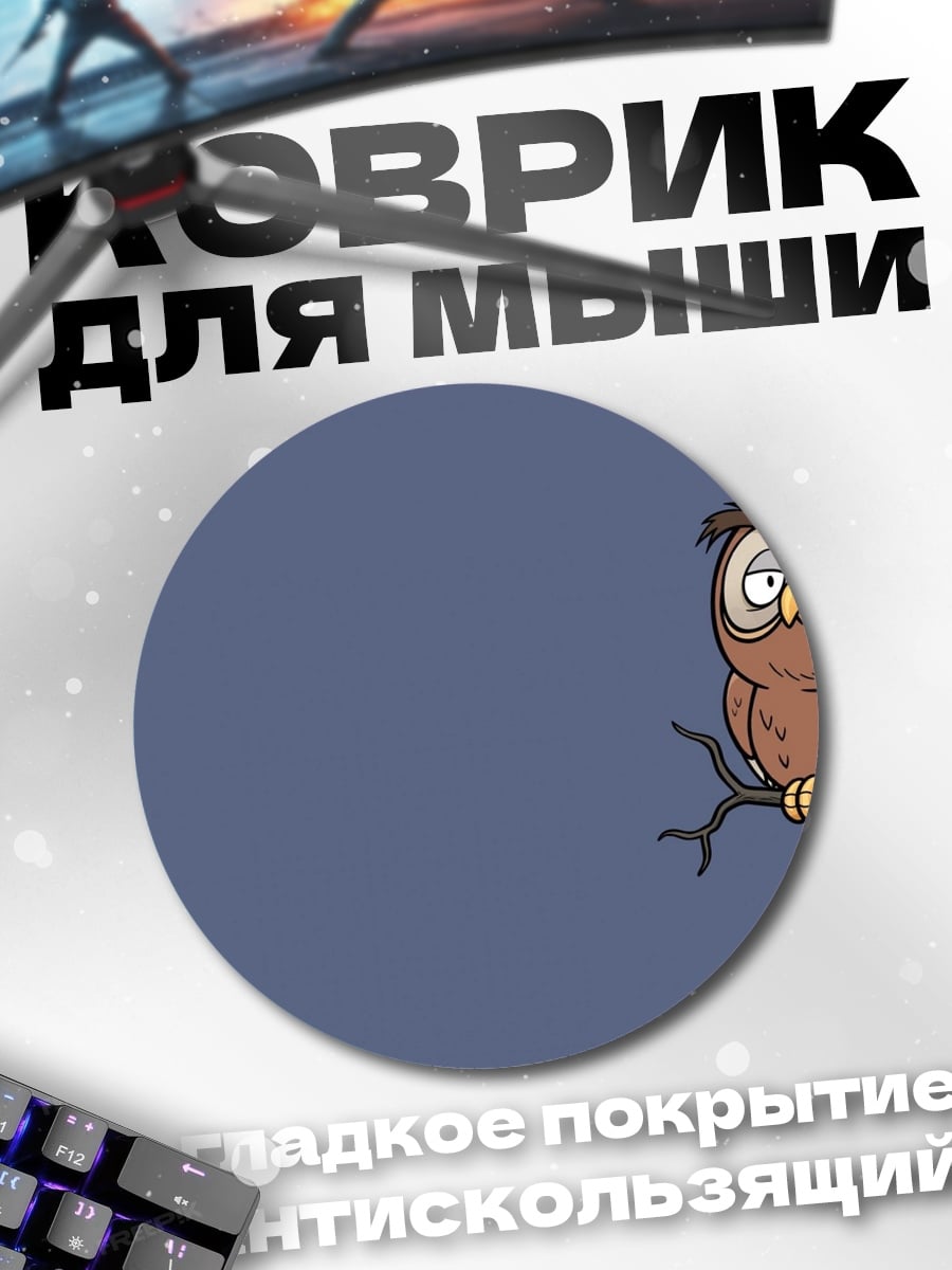 Коврик круглый Сонная сова на ветке