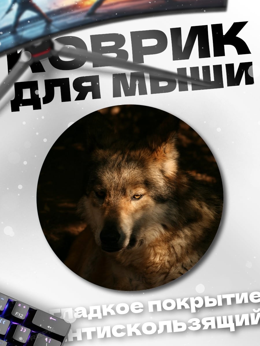 Коврик круглый Лесной волк в тени