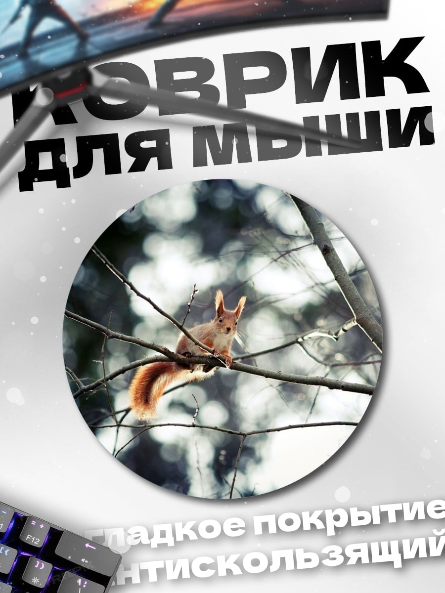 Коврик круглый Белка на ветке