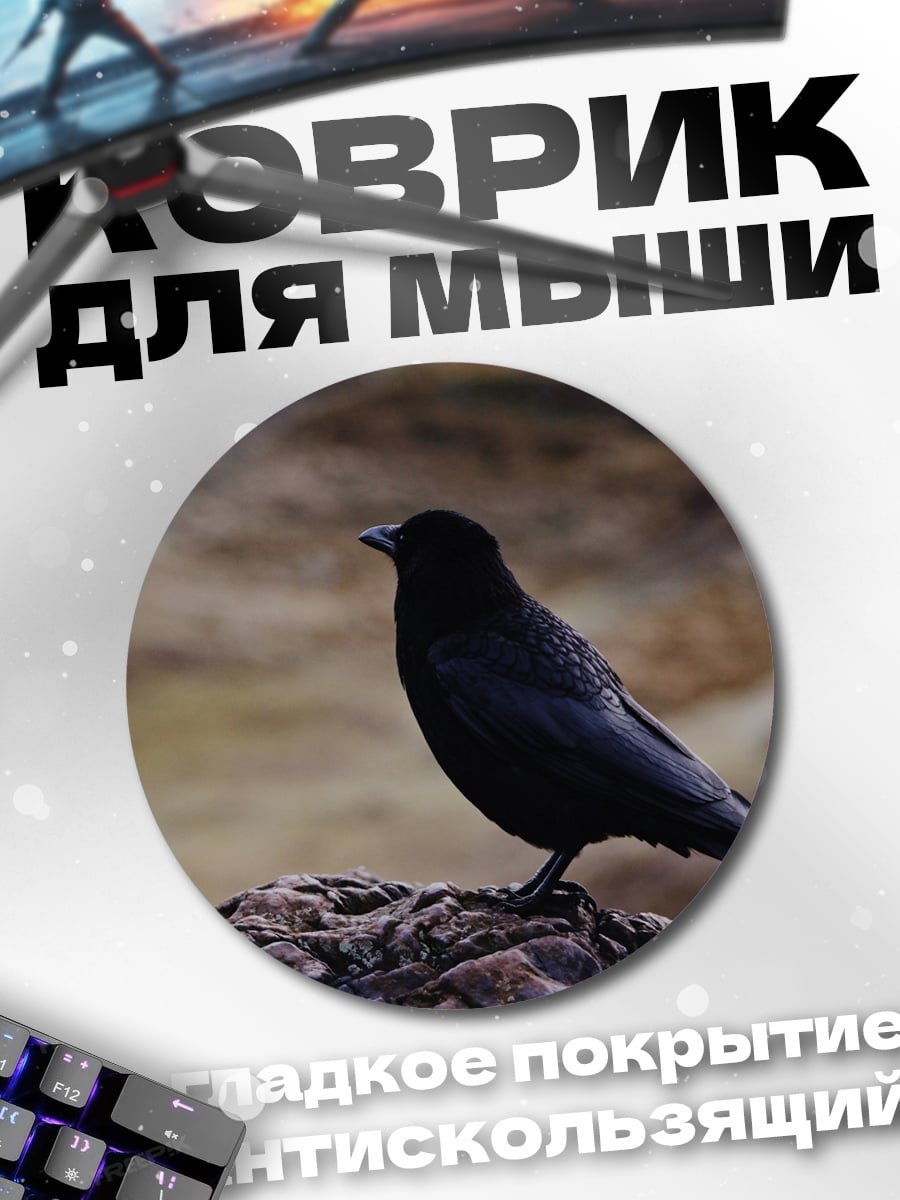 Коврик круглый Черная птица