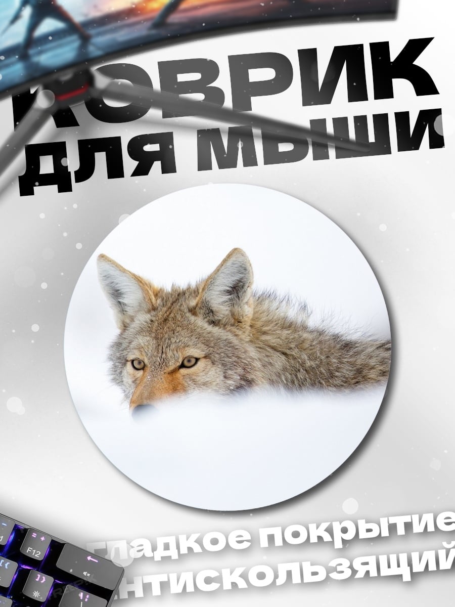 Коврик круглый Кот в снегу