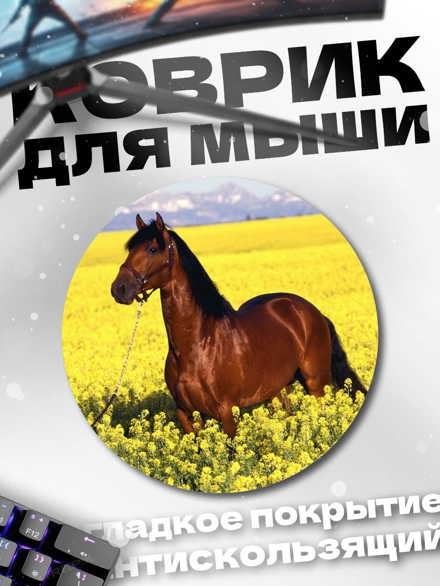 Коврик круглый Конь в поле