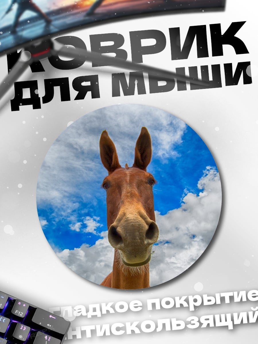 Коврик круглый Лошадь на фоне неба