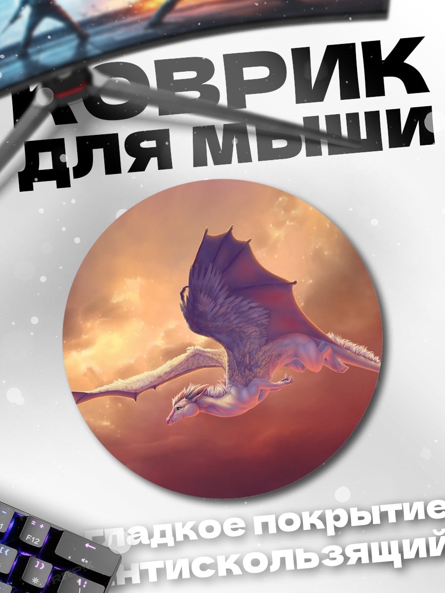 Коврик круглый Дракон в небе