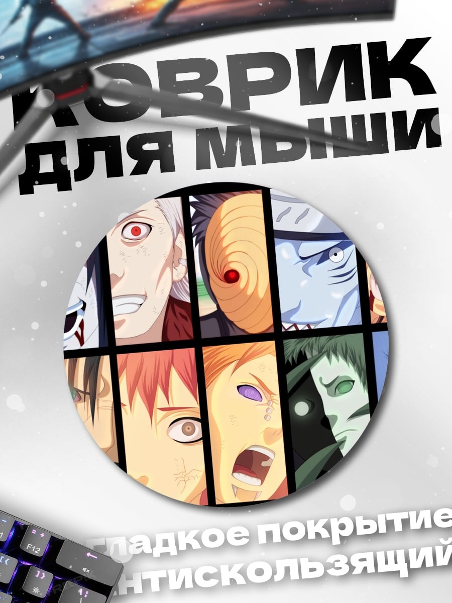 Коврик круглый Акацуки лица персонажей