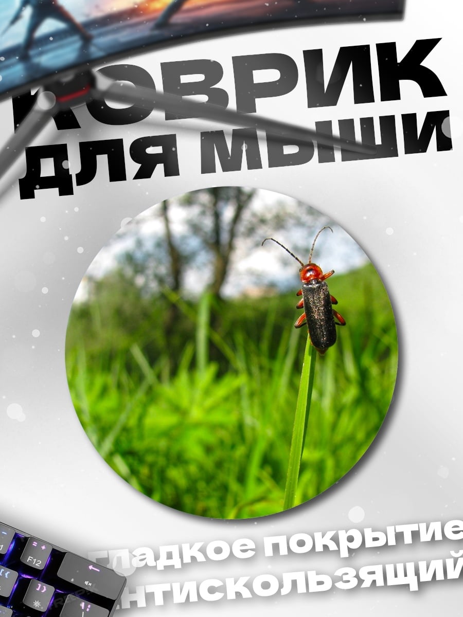 Коврик круглый Жук на травинке