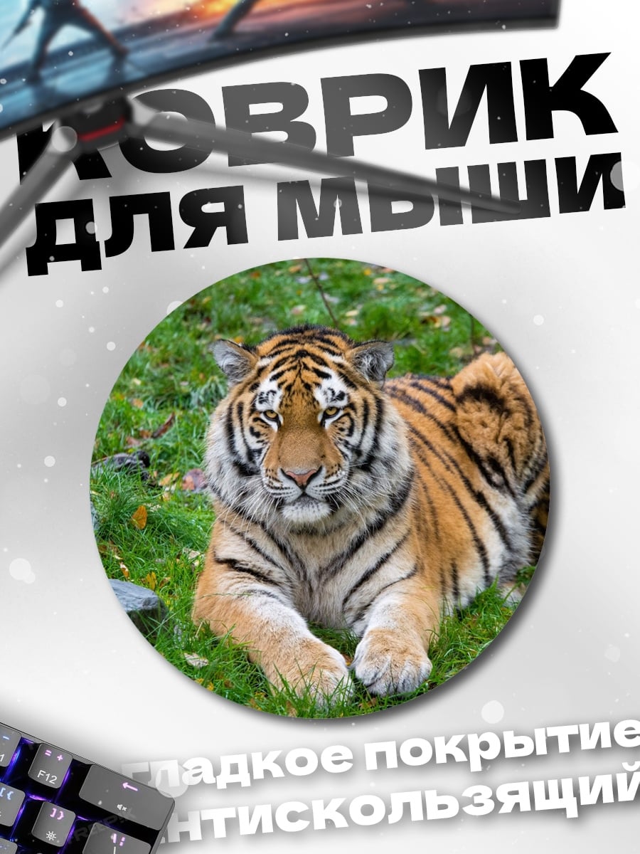 Коврик круглый Лежащий тигр