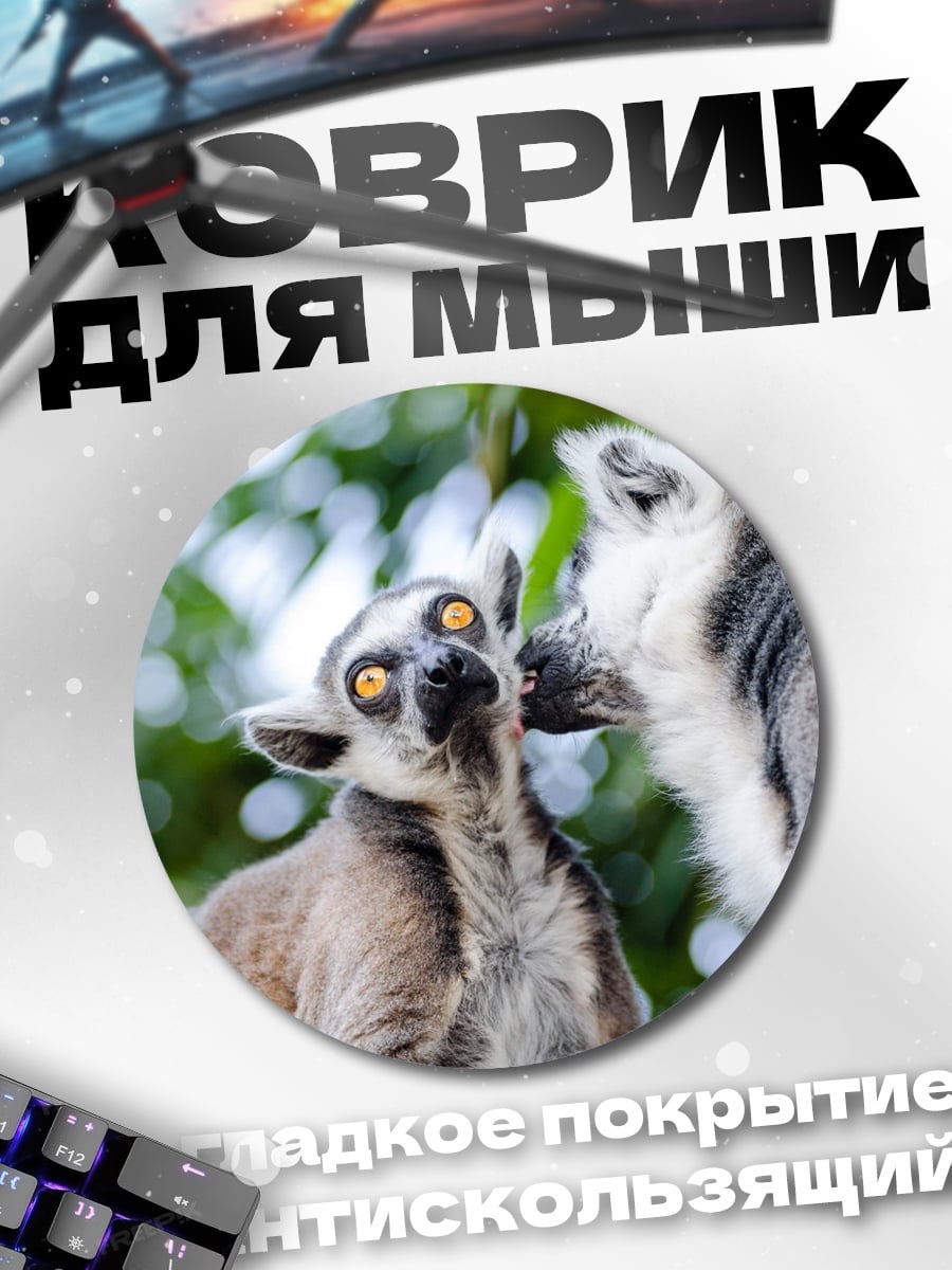 Коврик круглый Два лемура