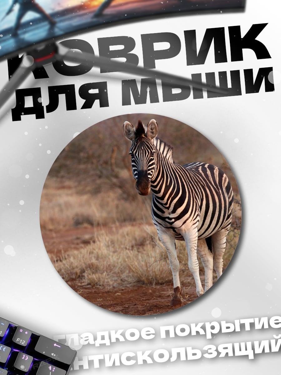 Коврик круглый Зебра в саванне