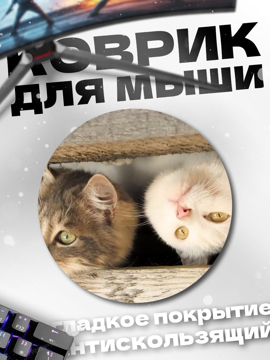 Коврик круглый Два любопытных кота