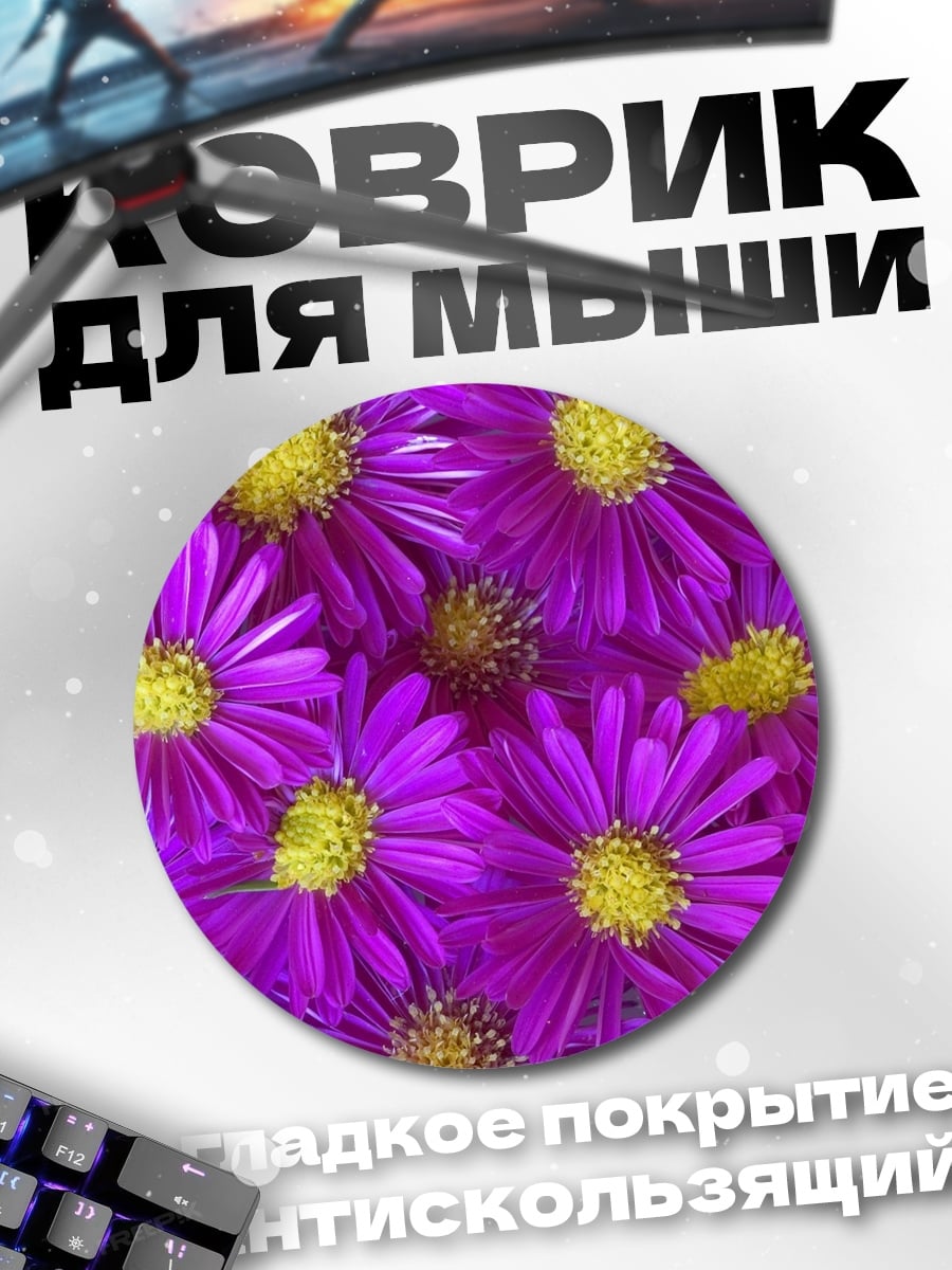 Коврик круглый Фиолетовые астры