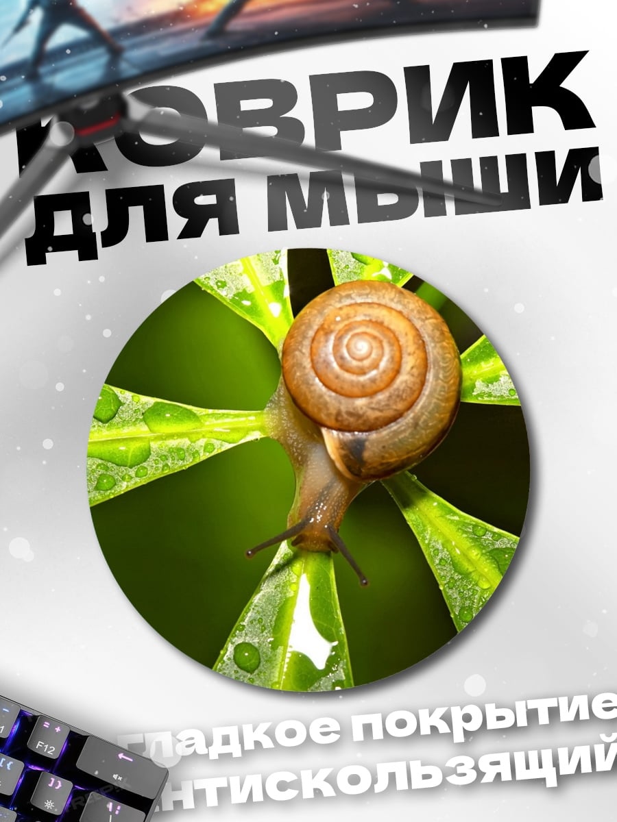 Коврик круглый Улитка на листе