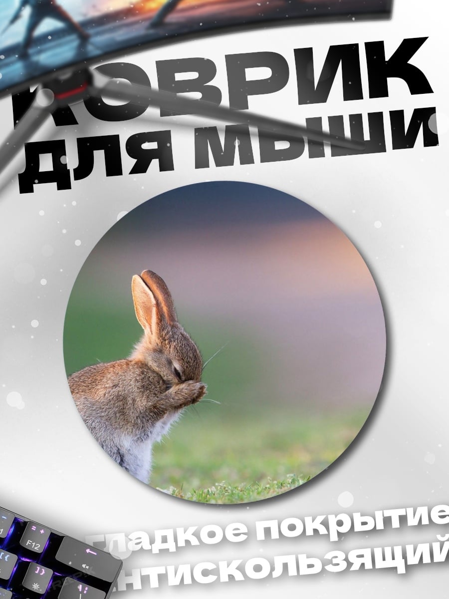 Коврик круглый Застенчивый кролик