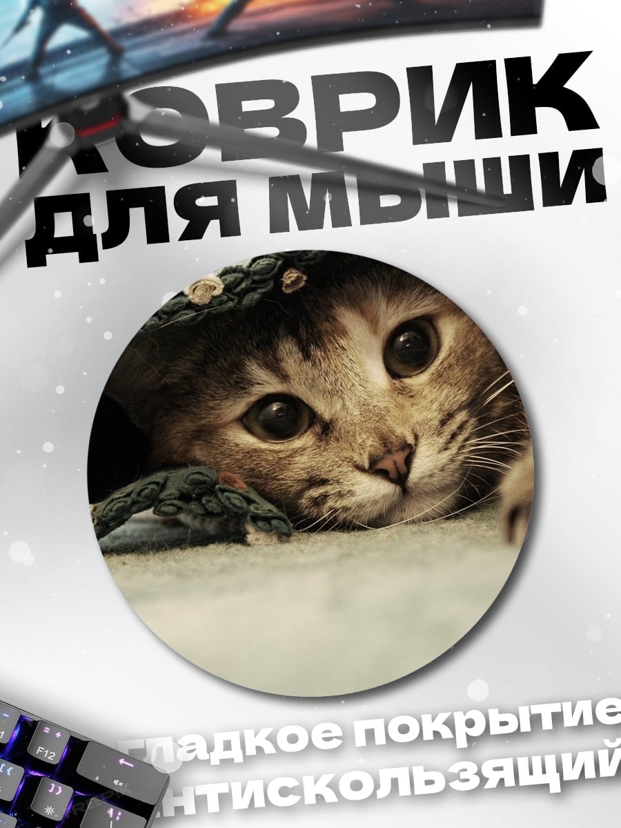 Коврик круглый Кот под пледом