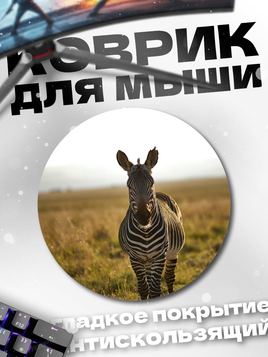 Коврик круглый Зебра в саванне