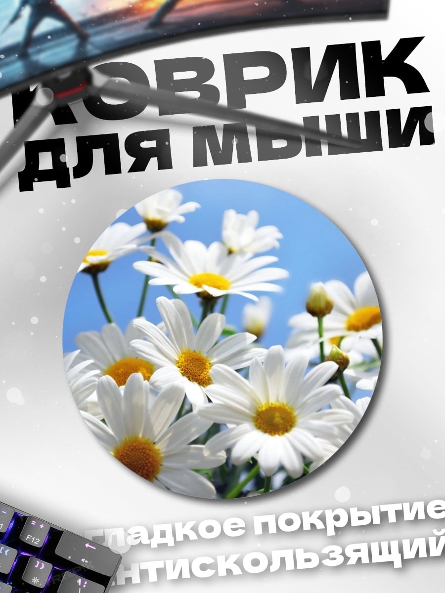 Коврик круглый поле ромашек