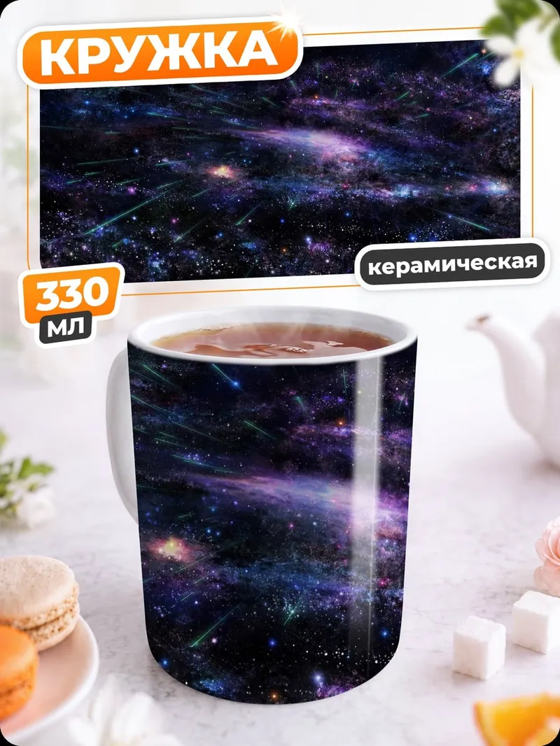 Кружка керамическая космическая туманность