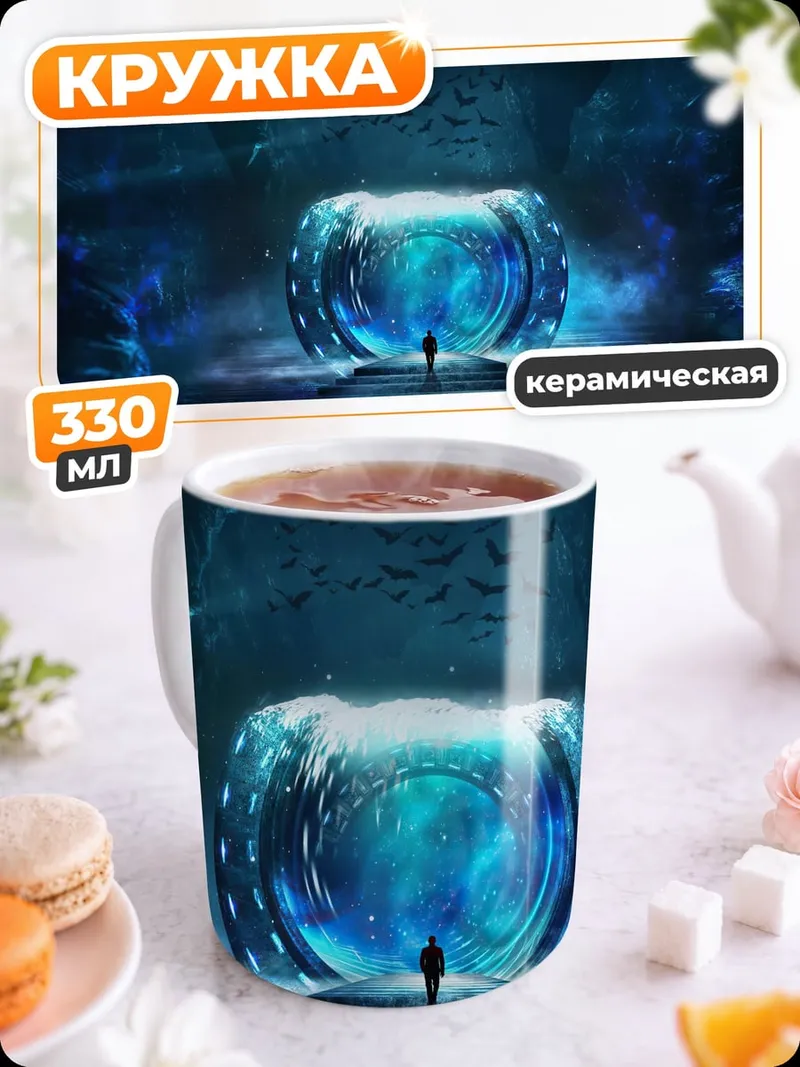 Кружка керамическая Синий портал в пещере