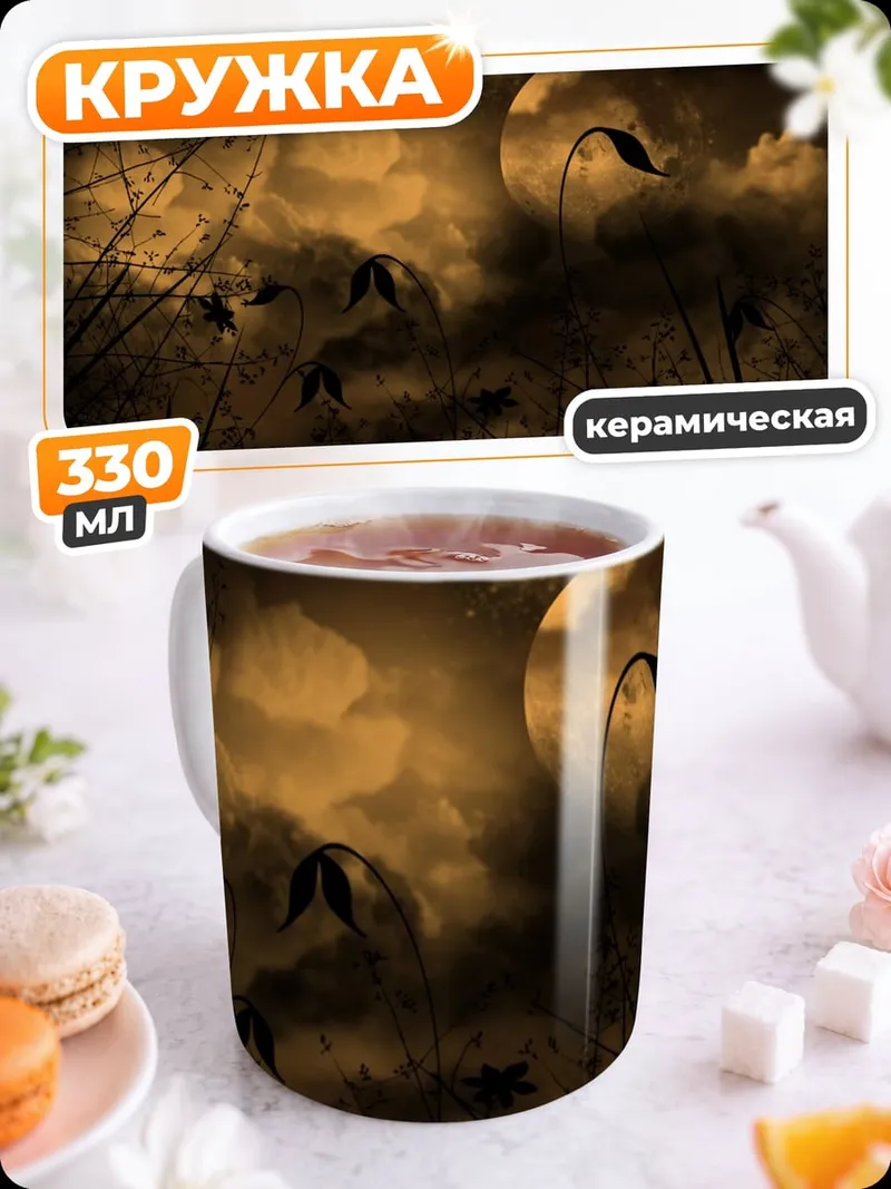 Кружка керамическая Ночной пейзаж луна