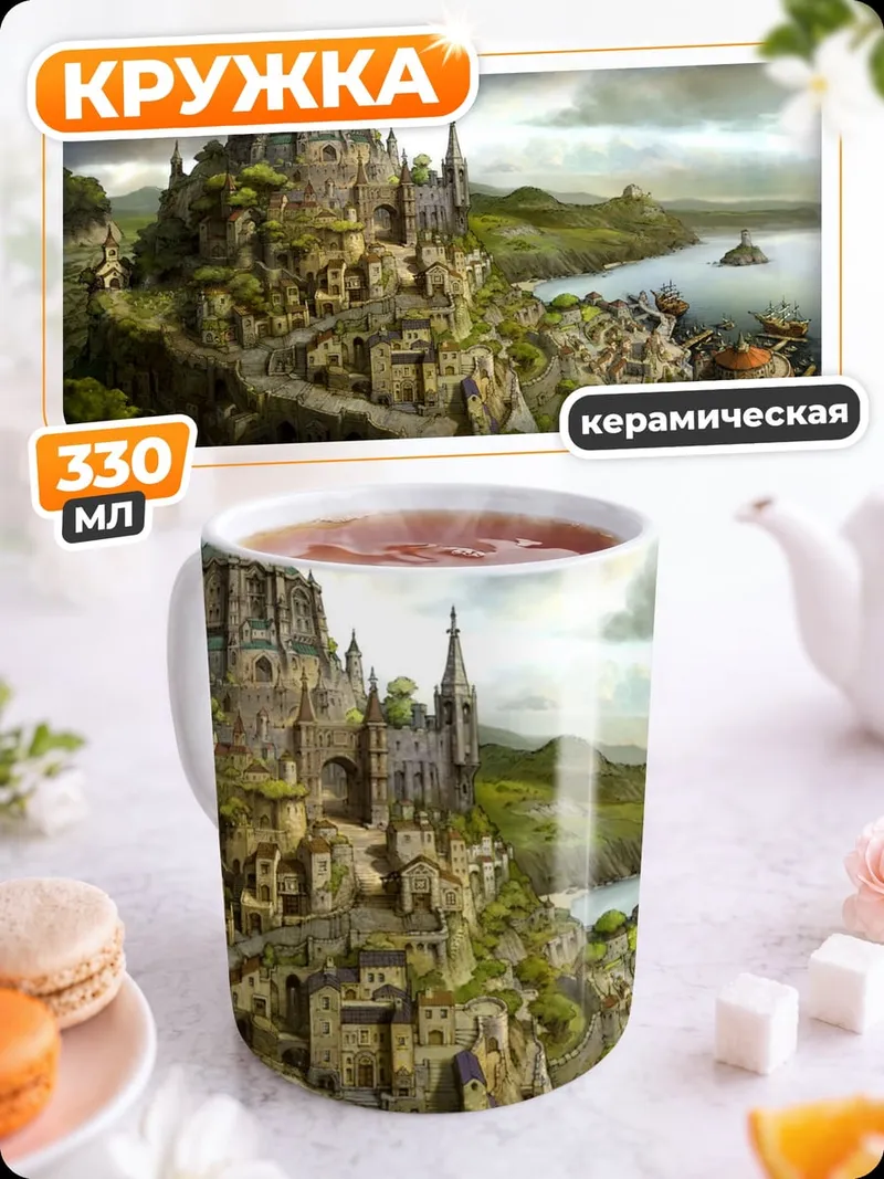 Кружка керамическая Древний город на холме