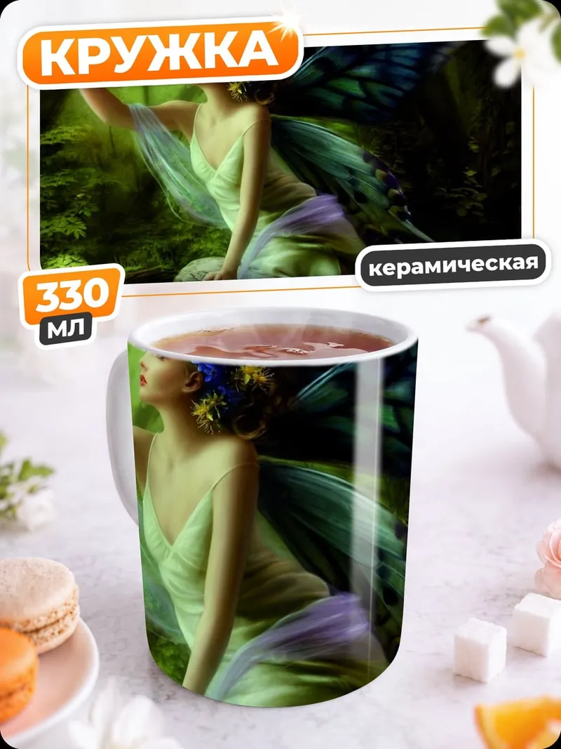 Кружка керамическая Лесная фея крылья