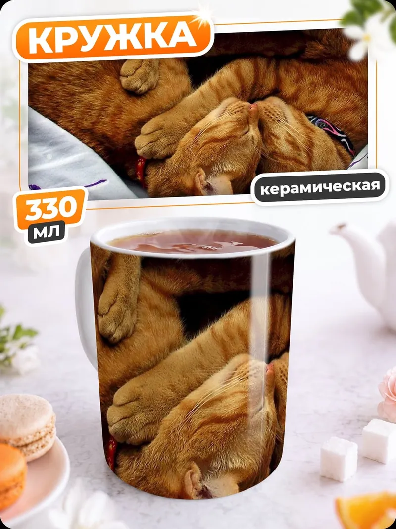 Кружка керамическая Спящий кот