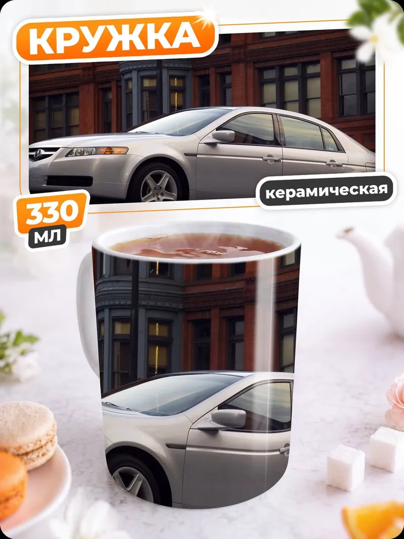 Кружка керамическая Серебристый седан